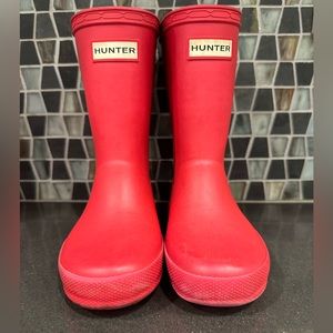 Pink kids hunter rain boots